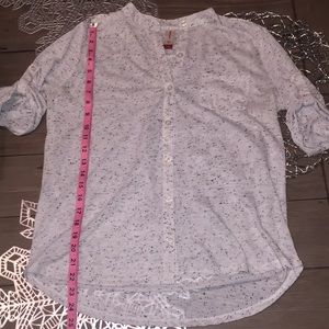 White with black flecked blouse semi sheer